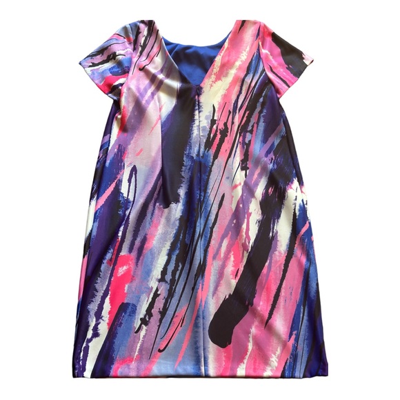 DR Collection Donna Rocco Ladies Black~Pink~Blue Knit Sheath Dress - Picture 2 of 3